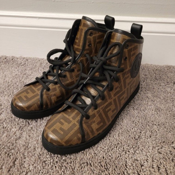 Fendi Shoes - Fendi Zucca High-Top Sneakers